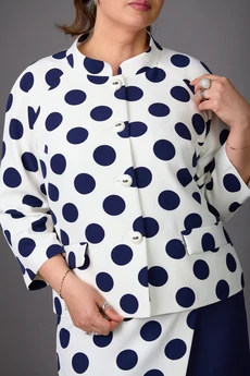 Костюм с юбкой 1178-2 молочный + темно-синий Rosheli