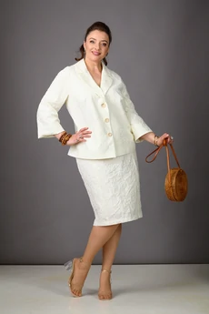 Костюм с юбкой 1181-Б молочный Rosheli