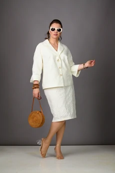 Костюм с юбкой 1181-Б молочный Rosheli