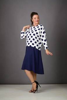 Платье 1182-1 молочный+темно-синий Rosheli