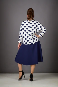 Платье 1182-1 молочный+темно-синий Rosheli