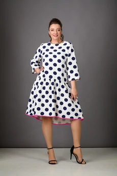 Платье 1183-1 молочный+темно-синий Rosheli