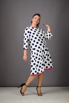 Платье 1183-1 молочный+темно-синий Rosheli