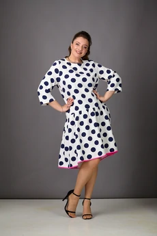 Платье 1183-1 молочный+темно-синий Rosheli