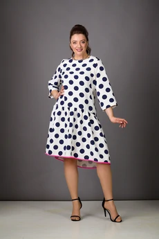 Платье 1183-1 молочный+темно-синий Rosheli