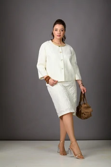 Костюм с юбкой 1188 молочный Rosheli