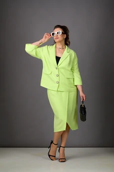Костюм с юбкой 1189 салатовый Rosheli