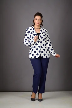 Костюм брючный 554-1 молочный+темно-синий Rosheli