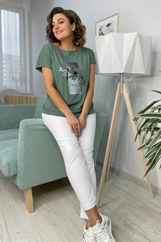 Футболка 2054 зеленый + серебро Rumoda
