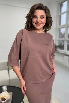 Костюм с юбкой 2093 коричневый Rumoda