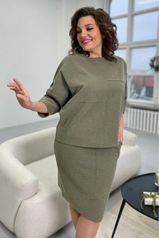 Костюм с юбкой 2093 хаки Rumoda