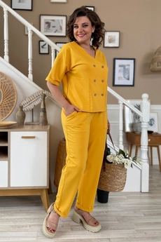 Костюм брючный 2136 горчица Rumoda