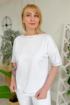 Футболка 2220 оранжевый + белый Rumoda