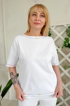 Футболка 2220 оранжевый + белый Rumoda