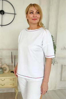 Футболка 2220 розовый + белый Rumoda