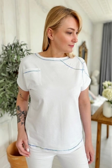 Футболка 2221 голубой + белый Rumoda