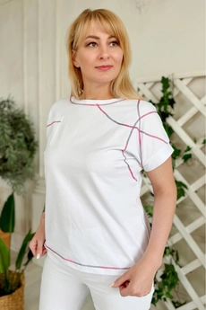 Футболка 2221 розовый + белый Rumoda