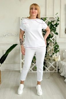 Футболка 2221 розовый + белый Rumoda