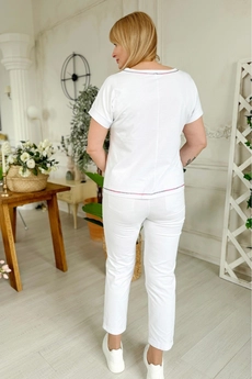 Футболка 2221 розовый + белый Rumoda