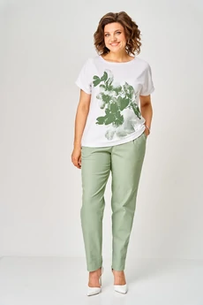 Футболка 2259 зеленый + белый Rumoda