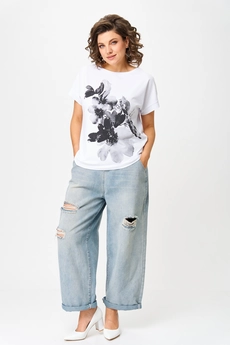 Футболка 2259 черный + белый Rumoda