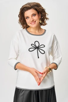 Джемпер 2261 молочный + черный дл.р. Rumoda