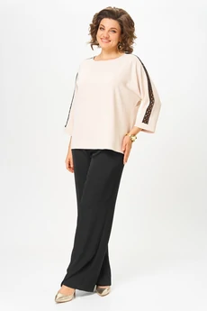 Костюм брючный 2275 дл. р. бежевый + черный Rumoda