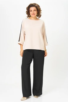 Костюм брючный 2275 дл. р. бежевый + черный Rumoda