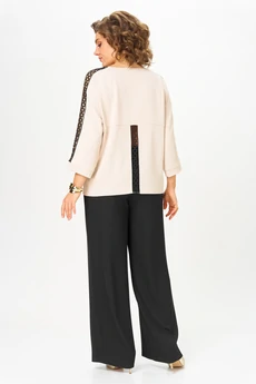 Костюм брючный 2275 дл. р. бежевый + черный Rumoda