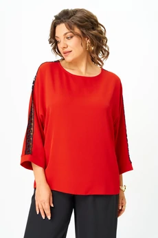 Костюм брючный 2275 красный + черный Rumoda