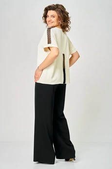 Костюм брючный 2275 молочный-черный кр.р. Rumoda