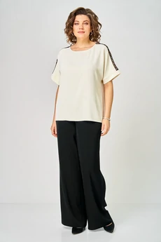 Костюм брючный 2275 молочный-черный кр.р. Rumoda