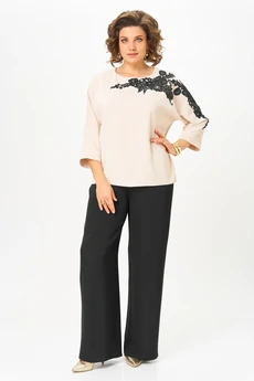 Костюм брючный 2278 дл.р. бежевый + черный Rumoda