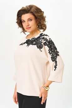 Костюм брючный 2278 дл.р. бежевый + черный Rumoda