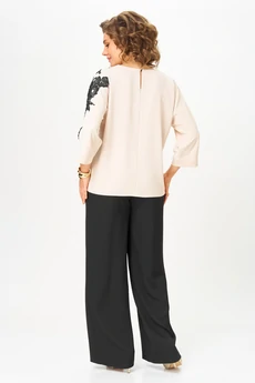 Костюм брючный 2278 дл.р. бежевый + черный Rumoda