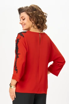 Костюм брючный 2278 дл.р. красный + черный Rumoda