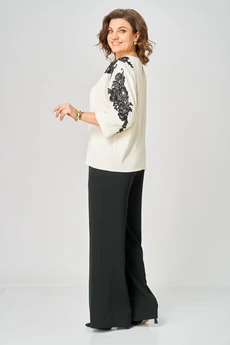 Костюм брючный 2278 молочный-черный дл.р. Rumoda