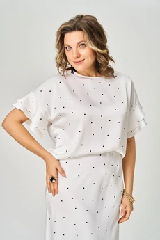 Костюм с юбкой 2294 молочный горошек Rumoda