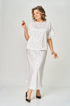 Костюм с юбкой 2294 молочный горошек Rumoda
