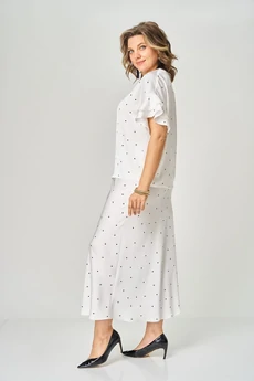 Костюм с юбкой 2294 молочный горошек Rumoda