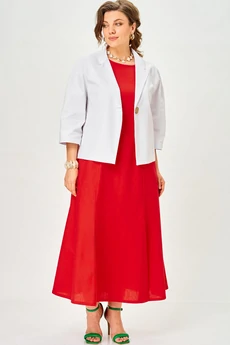 Костюм с платьем 11323 белый + красный SOVA