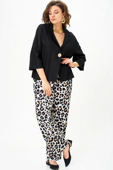 Костюм брючный 11332 черный леопард SOVA