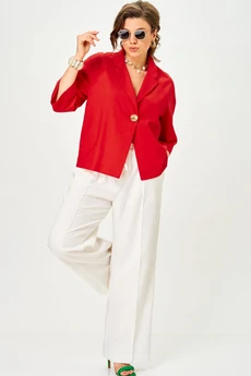 Костюм брючный 11333 красный + молочный SOVA