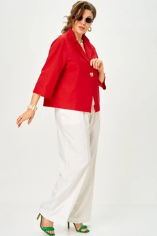 Костюм брючный 11333 красный + молочный SOVA