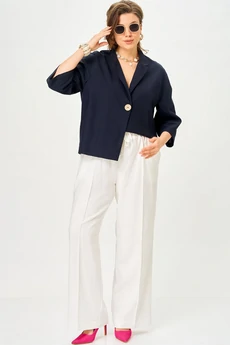 Костюм брючный 11333 синий + молочный SOVA