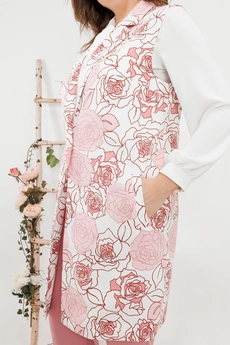 Костюм брючный 130560 розовый + розовые цветы SandyNA 
