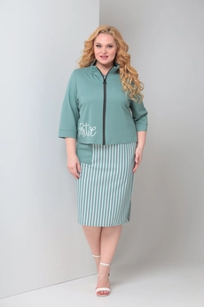 Костюм с платьем 4008 бирюза + полоска Shetti