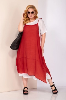Костюм с платьем 4022 терракот Shetti