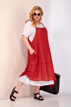 Костюм с платьем 4022 терракот Shetti