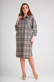 Платье 269 клетка серая СиБон